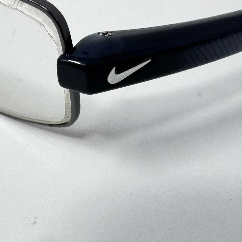 Nike 8079 410 Gunmetal Blue Rectangular Eyeglass Frames 52-17-145